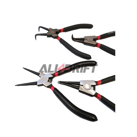 Jeu de pinces à circlips - 2 x coudées / 2 x droites (seeger)