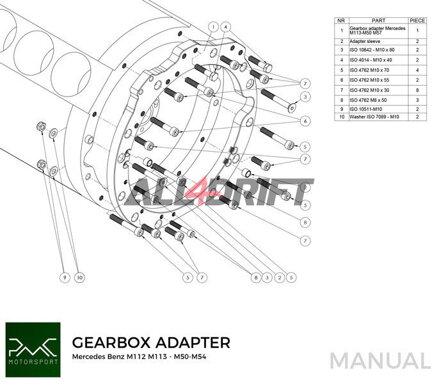 Adaptateur PMC pour moteur Mercedes Benz M112 M113 AMG et boîtes de vitesses BMW M50 M52 M54 M57 S50 S52 S54 ZF310 ZF320 GS5-39DZ E46 M3 E36 M3