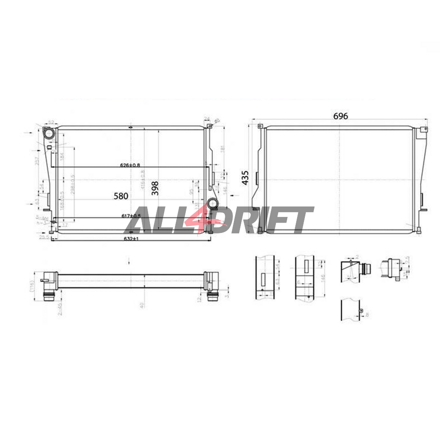 SET Silikonové hadice na vodu + celohlinikový vodní chladič BMW E36 325tds/M3