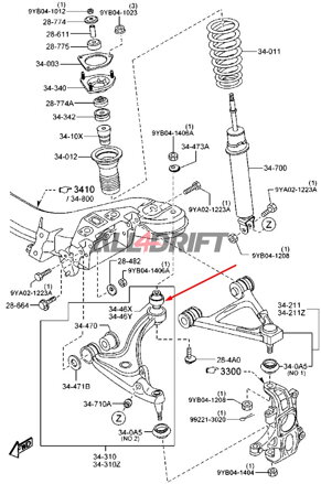 Silentblocs Uniball Inférieurs des Triangles de Suspension Avant MAZDA