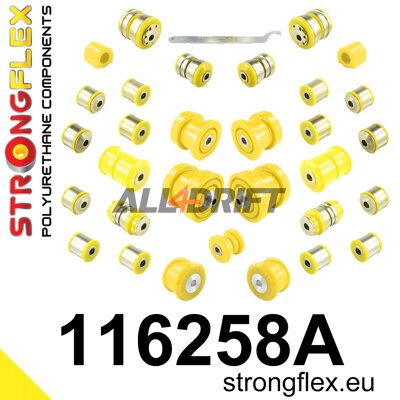 116258A Kompletní sada polyuretanových silentbloků zavěšení SPORT - Mercedes W204 RWD