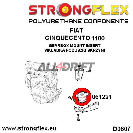 061221A Inserts de Support de Boîte de Vitesses SPORT - Fiat Cinquecento (91-98)