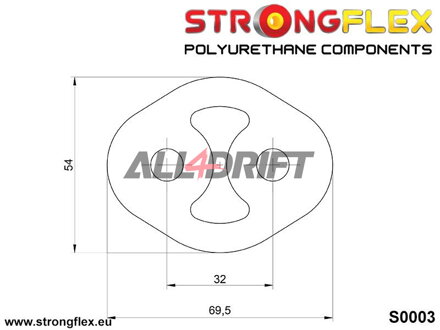 000003B Support de montage d'échappement 32mm - Silentblocs et brides d'échappement