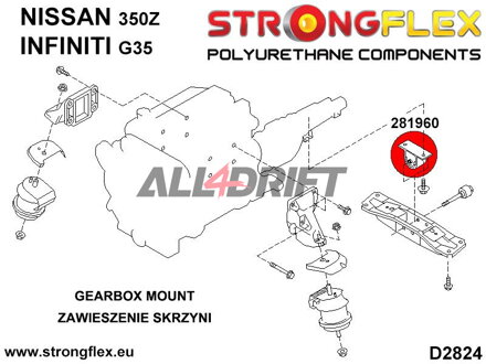 281960B Inserts de Supports de Boîte de Vitesses Infiniti / Nissan
