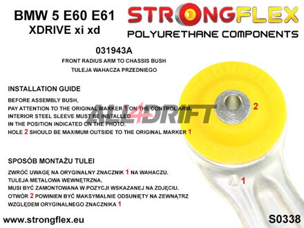 036249B Kit complet de silentblocs en polyuréthane pour essieux BMW E6x