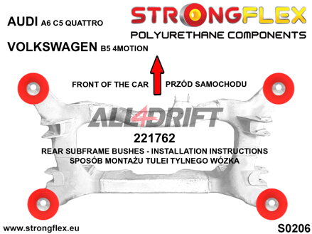 221762A Silentbloc de berceau arrière SPORT Audi / VW