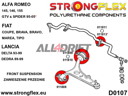 016244A : Kit complet de silentblocs de suspension SPORT - Alfa Romeo GTV (95-05) type 916