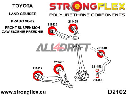 216123A Kit de silentblocs d'essieu avant SPORT Toyota 4Runner / Land Cruiser