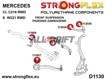 116269A Kit complet de silentblocs en polyuréthane SPORT - Mercedes C216 RWD