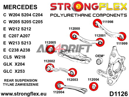 116275A Kit complet de silentblocs en polyuréthane pour suspension SPORT - Mercedes W212 RWD