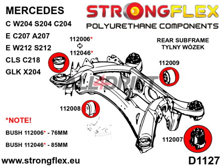 116275B Kit complet de silentblocs de suspension en polyuréthane - Mercedes W212 RWD