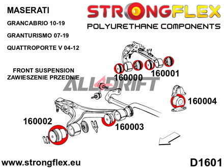 166101A Kit complet de silentblocs de suspension SPORT en polyuréthane - Maserati GranCabrio (10-19)