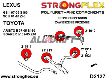 211912A Silentbloc de triangle supérieur avant SPORT - Toyota I (91-97) S140