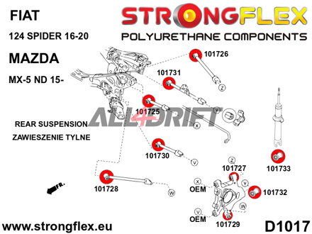 101725A Silentbloc intérieur avant de bras de suspension supérieur arrière SPORT Fiat / Mazda