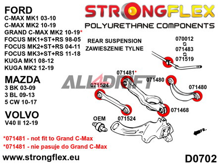 076156B : Kit complet de silentblocs d'essieu - Ford MK1 (98-05)