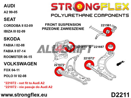 221072A Silentbloc avant de triangle de suspension 30mm SPORT Audi / VW / Škoda