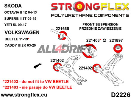 221665A Silentbloc de barre stabilisatrice SPORT Audi / VW / Škoda