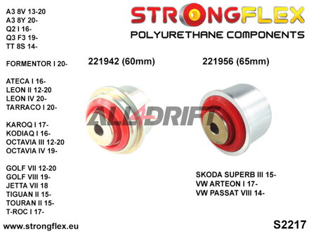026275A Kit complet de silentblocs en polyuréthane SPORT pour essieux Audi / Seat / Škoda / VW / Cupra