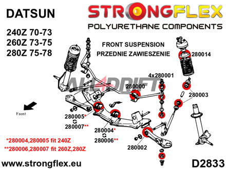 280004A Silentbloc de direction SPORT Datsun / Nissan