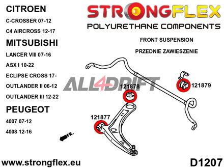 126148B Kit complet de silentblocs en polyuréthane pour essieux