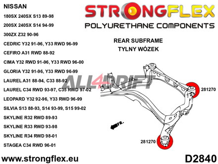286088B Sada silentbloků uložení zadní nápravy RWD - Nissan II (90-96) Z32