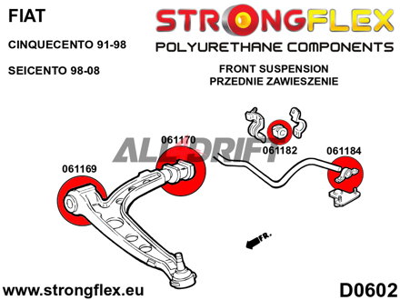066074A Kit complet de silentblocs d'essieu SPORT Fiat Cinquecento / Seicento