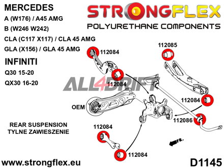 116291A Kompletní sada polyuretanových silentbloků zavěšení SPORT Infiniti / Mercedes