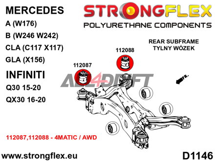 116291A Kompletní sada polyuretanových silentbloků zavěšení SPORT Infiniti / Mercedes