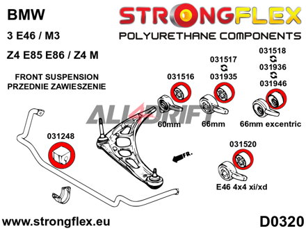 036238B Kit complet de silentblocs d'essieux BMW E46 / Z4M