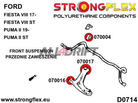 070017A Silentbloc arrière SPORT du triangle de suspension Ford Fiesta / Puma