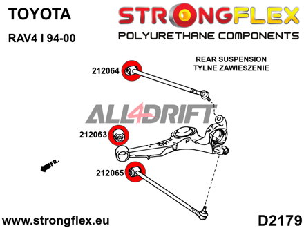 216291A : Kit de silentblocs d'essieu arrière SPORT - Toyota I (94-00)