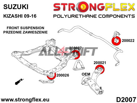 206166A Kit complet de silentblocs de suspension SPORT en polyuréthane - Suzuki FWD