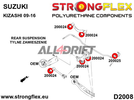 206166A Kit complet de silentblocs de suspension SPORT en polyuréthane - Suzuki FWD
