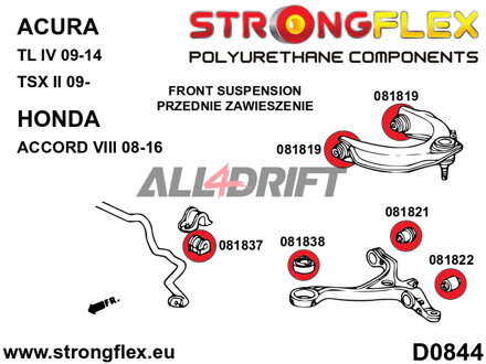 081838A Silentbloc SPORT avant de triangle inférieur - Honda VIII (08-16)
