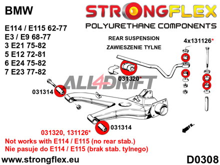 031320B Silentbloc de barre stabilisatrice avant / arrière BMW