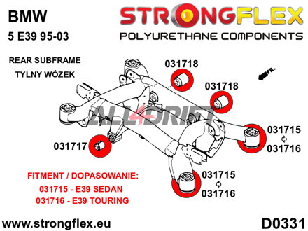 036190B Kit de Silentblocs d'Essieu Arrière BMW E39 Berline