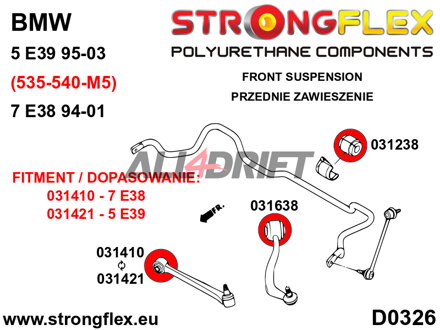 036234B Kit complet de silentblocs d'essieux E39 Touring BMW