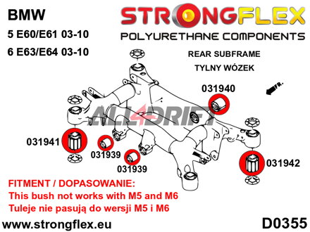 036248A Kit complet de silentblocs d'essieu en polyuréthane SPORT BMW E6x / E65