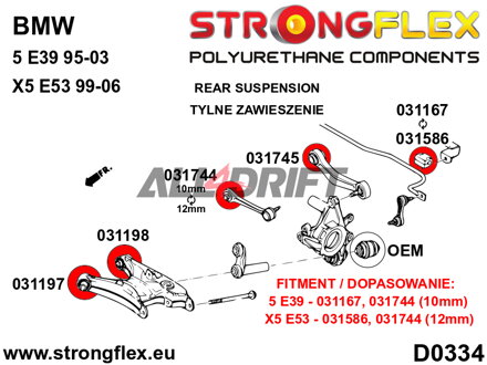 036097A Kit de silentblocs d'essieu arrière SPORT BMW X5