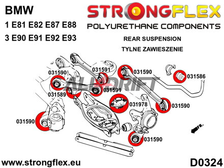 036216B Kit complet de silentblocs en polyuréthane pour essieux BMW E9x