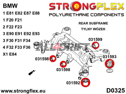 036216B Kit complet de silentblocs en polyuréthane pour essieux BMW E9x