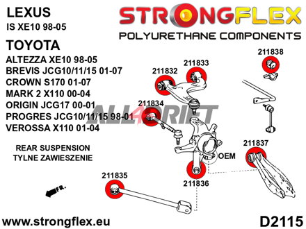 211833B Silentbloc de Bras de Suspension Supérieur Arrière - Arrière - Toyota I (99-05) XE10