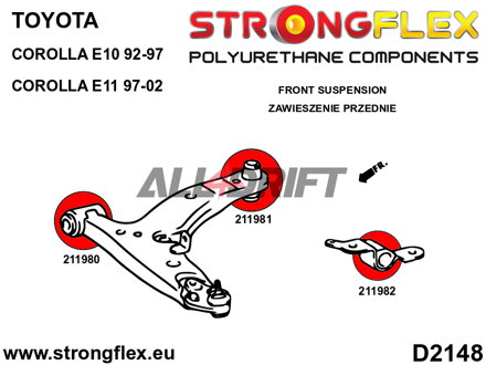 216269B : Kit de silentblocs de suspension avant - Toyota E100 4WD