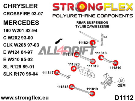 116226B Kit de silentblocs de suspension arrière Chrysler / Mercedes
