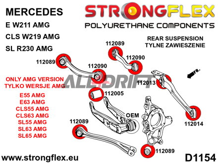 116284A Kit complet de silentblocs en polyuréthane pour suspension AMG SPORT - Mercedes W211 AMG