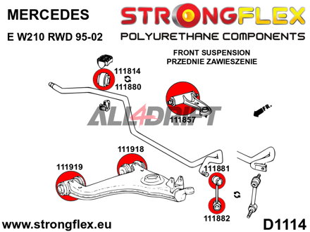 116298A Kit de silentblocs de suspension SPORT – Mercedes W210 RWD