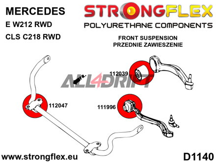 116275A Kit complet de silentblocs en polyuréthane pour suspension SPORT - Mercedes W212 RWD