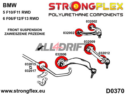 036063A Kit complet de silentblocs d'essieu en polyuréthane SPORT - BMW F11 (10-17) Touring RWD
