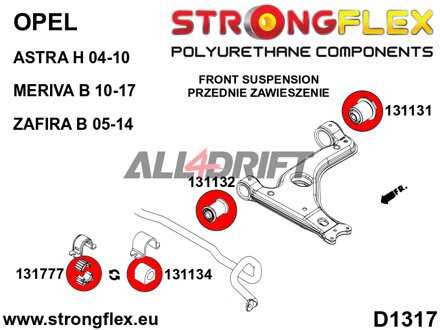 136221A Kit de silentblocs de suspension avant SPORT - Opel / Vauxhall H (04-10)