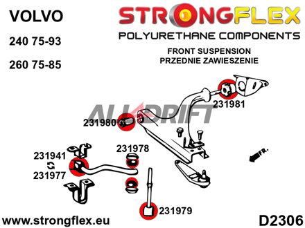 231978A Silentbloc de biellette de barre stabilisatrice avant SPORT Volvo 240 / 260